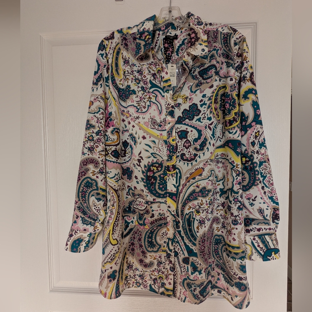 Talbots Multicolor Paisley Button Down Shirt PLUS SIZE 1X NWT
